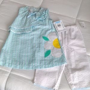 NWT Bonnie Jean Girls Daisy Seersucker Capri Set Size 5